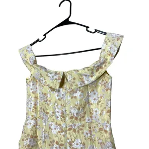 Lulus Favorite Song‎ Yellow Floral Jacquard Off-The Shoulder Mini Dress S NWT thumbnail 9