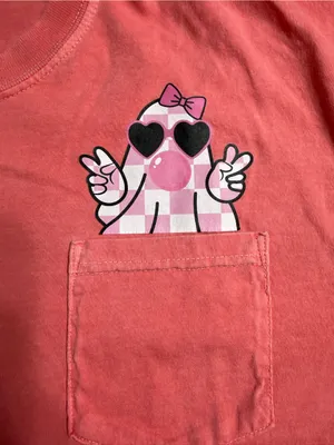 Comfort Colors Pink Short Sleeve Pocket Tee w/ Heart-Sunglasses Checkered Ghost thumbnail 4