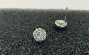 925 Silver Plated CZ Cubic Zirconia Stud Earrings for Men Women,Unisex Punk Hip Hop Earrings thumbnail 3