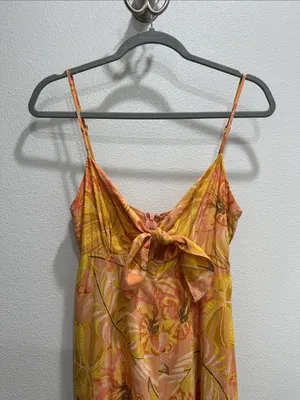 Olivaceous Yellow and Peach Floral Maxi Dress thumbnail 2