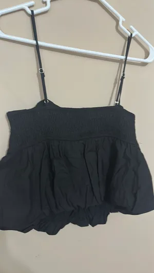 PaperMoon Black bubble tank spaghetti strap with elastic on back new with tags thumbnail 5