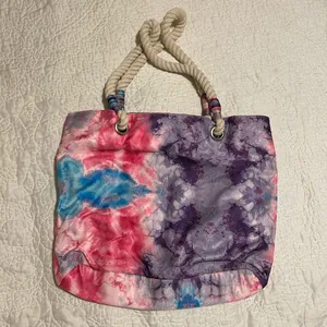 Pink, Purple, and Blue Tie Dye Tote thumbnail 1