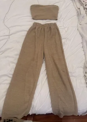 Beige two piece matching set Tan thumbnail 1