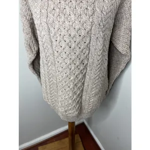 New‎ Womens Aran Craft Merino Aran Crewneck Sweater in Wicker Small thumbnail 7