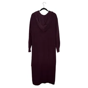 Free People Beach Claudia Midi Sweater Dress Plum Hooded V-Neck Side Slit Knit thumbnail 7