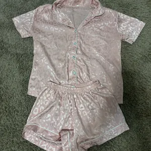 Pink Satin Leopard Pajama Set thumbnail 2
