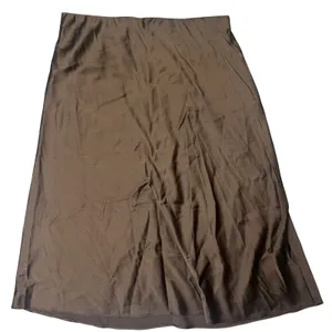 The Drop silky slip skirt midi chocolate‎ brown satin workwear minimalist large thumbnail 2