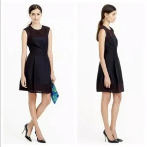 J.Crew Black Eyelet Laser Cut Cotton Silk Fit & Flare Dress 8T thumbnail 2