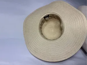 Women’s Wide Brim Straw Sun Hat - Cream with Tan Band NWOT thumbnail 4