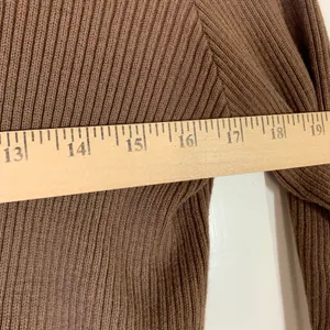 Brandy Melville Brown Shannon Ribbed V-Neck Button Cropped Cardigan Sweater thumbnail 5