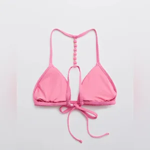 Aerie Jacquard Triangle Bikini Top and Cheeky Bikini Bottom in Lip Gloss Large thumbnail 7