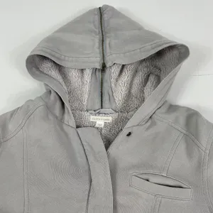 Eileen Fisher Jacket Womens Small Gray‎ Cotton Blend Hooded Sherpa Lined Zip thumbnail 1