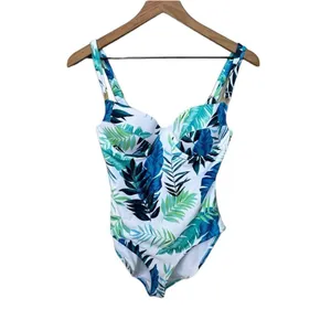 NWT Peyton and Parker One Piece Swimsuit White Blue Tropical Floral Size Small thumbnail 2