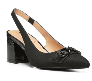 NYDJ Sanya Slingback Point‎ Toe Heels Blacklast Denim Black Buckle Size 9 thumbnail 1