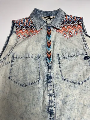 NWT miss me acid wash denim shirt medium thumbnail 5