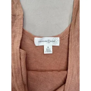 Treasure & Bond Tank Top Ombre tan Brown Slub Knit Gradient Raw Hem Sz M thumbnail 6