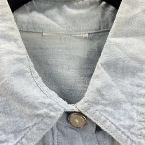 Blue Button Up Floral Embroidered Short Sleeve Vintage Y2K Short Top M Medium‎ thumbnail 6