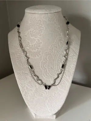 Dolls Kill Silver black butterfly layered necklace thumbnail 2