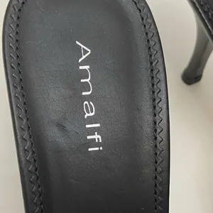 Amalfi Black Italian Leather Fringe kitten-heel mules thumbnail 5
