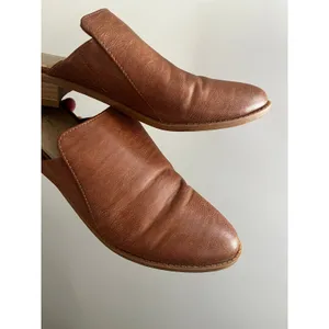 BP Leather Mules 6.5 Cognac Brown Maya Bootie Boho Chic Office Neutral Everyday thumbnail 6
