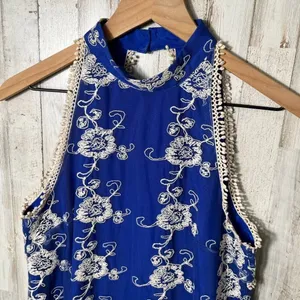 Lovers + Friends Revolve Moonlit Mini Dress Lace Royal Blue HalterWomens XS thumbnail 3