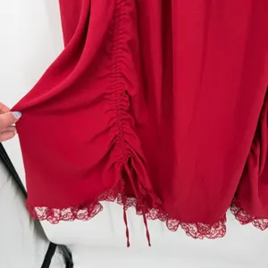 Scarlet Darkness Maxi Dress Women M Red Excellent Lace Up Gothic Victorian Ruche thumbnail 4