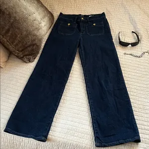 J. Crew dark wash Slim wide-leg sailor jean in all-day stretch 27”​ thumbnail 2