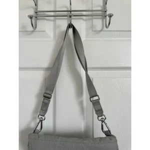 Lululemon Grey Crinkle Nylon Crossbody Bag‎ Adjustable Strap Silver Logo Bag EUC thumbnail 4