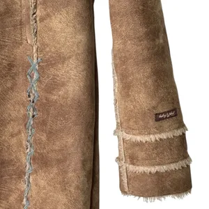 VTG Baby Phat Girlz Y2K Sherpa Coat faux suede Tan Toggle Embroidered Logo thumbnail 7
