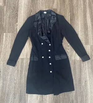 Womens Black Pearl Button Pea Coat - 6 thumbnail 1