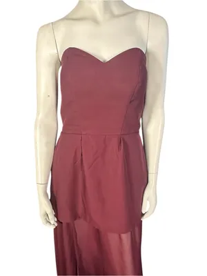 Witness of Love Strapless, Structured Mini Dress w/Chiffon Overlay Wine 6 NWT thumbnail 5
