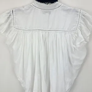 Madewell Shirred Lace Trim Top Blouse Cotton Viscose Lightweight White Small NWT thumbnail 12