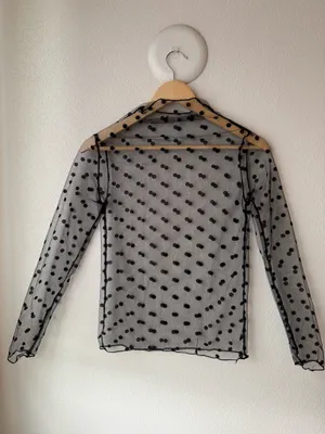 Sheer Polka Dot Mock Neck Top thumbnail 3