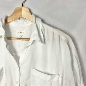 Lou & Grey White Lyocell Long Sleeve Button Down‎ XS thumbnail 4