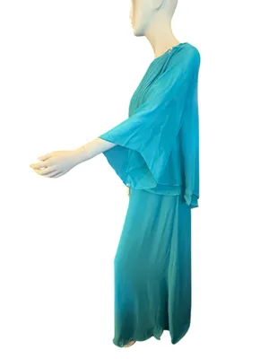 Sleeveless Sheath Maxi Dress w/Chiffon Pull Over Cover Various Sizes Teal NWOT thumbnail 2