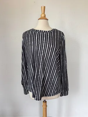 Black & White Striped Soft Long Sleeve Top thumbnail 1