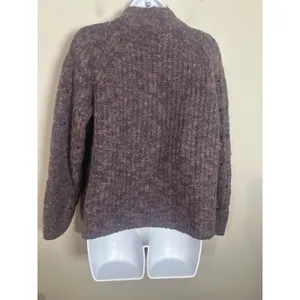 Madewell Pointelle Mockneck Pullover Sweater Brown Marled Wool MC031 Size S thumbnail 7