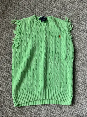 Polo Ralph Lauren Green Distressed Sweater Vest size small thumbnail 1