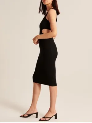 Abercrombie & Fitch Elevated Knit Cutout Midi Knit Dress Black Size Small thumbnail 14