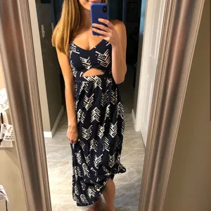 Aerie Maxi Dress Navy Blue Spaghetti Strap V-Neck Cutout Front Stretch Small thumbnail 13