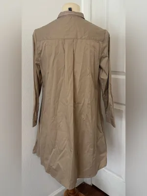 Tuckernuck Barcelona Beige Wren Long Sleeve Mini Shirt Dress Trapeze A Line Sml thumbnail 2