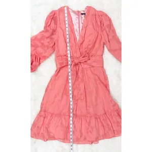 ALEX MARIE Long Sleeve Chiffon Dress‎ Size 2 Coral Wedding Guest Cocktail Party thumbnail 11