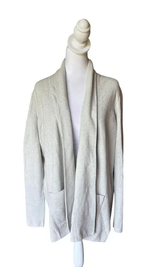 J Crew Factory Chelsea Sweater Blazer Cotton Gray Womens XL Open Front thumbnail 1