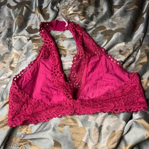 1X zenana outfitters pink magenta lace halter bralette thumbnail 2