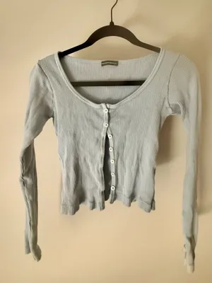Brandy Melville long sleeve button up shirt light blue thumbnail 3