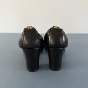 Tory Burch Abbey 2 Mid Heel Black Leather‎ Cap Toe Block Heel Pumps thumbnail 5