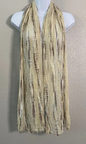 Y2K Cream Scarf Casual Festival Versatile Beachy‎ Bohemian Earthy Arty Hippie thumbnail 1