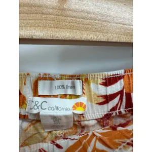 C&C California Womens Orange Tropical Linen Shorts Size L‎ Beach Vaca Summer thumbnail 4