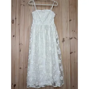 NWT Lulus Delightful Charisma White Embroidered Sequin Mesh Midi Dress Glam Sz S thumbnail 3