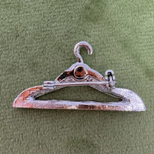 Rhinestone Clothes Hanger Brooch Pin Silver Tone 1.25in Vintage Style thumbnail 2